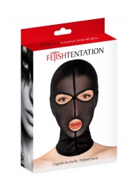 Черная сетчатая маска на голову с отверстиями для глаз и рта - Fetish Tentation - купить с доставкой в Жуковском