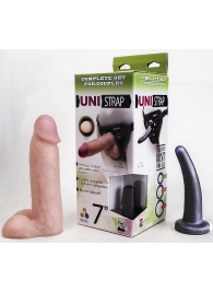 Страпон-унисекс с двумя насадками UNI strap 7  Harness - 19 и 16 см. - LOVETOY (А-Полимер) - купить с доставкой в Жуковском