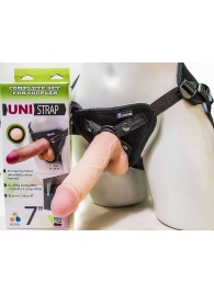 Страпон-унисекс с двумя насадками UNI strap 7  Harness - 19 и 16 см. - LOVETOY (А-Полимер) - купить с доставкой в Жуковском