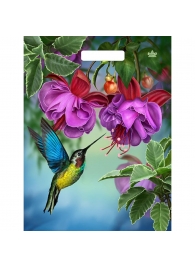 Пакет с принтом в виде колибри в цветах с вырубной ручкой (31х40 см) - Сима-Ленд - купить с доставкой в Жуковском