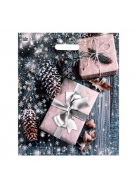 Новогодний пакет с принтом в виде подарков и вырубной ручкой (45х38 см) - Сима-Ленд - купить с доставкой в Жуковском