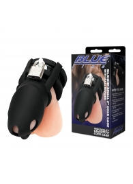 Черная клетка для пениса Silicone Small 2 in Cock Cage With Ball Divider - BlueLine - купить с доставкой в Жуковском