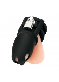 Черная клетка для пениса Silicone Small 2 in Cock Cage With Ball Divider - BlueLine - купить с доставкой в Жуковском