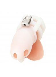 Белая клетка для пениса Silicone Small 2 in Cock Cage With Ball Divider - BlueLine - купить с доставкой в Жуковском