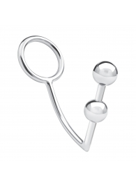 Кольцо на пенис с анальным стимулятором Two Bead Stainless Steel Anal Hook   Cock Ring - BlueLine - в Жуковском купить с доставкой