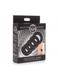 Комплект из 5 черных эрекционных колец для мошонки Ring Master Custom Ball Stretcher Kit - XR Brands - в Жуковском купить с доставкой
