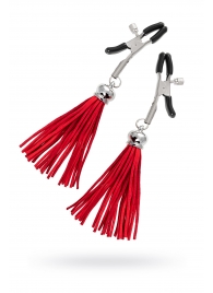 Зажимы на соски «Прищепки» с красными кисточками из замши - Pecado - купить с доставкой в Жуковском