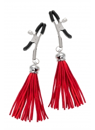 Зажимы на соски «Прищепки» с красными кисточками из замши - Pecado - купить с доставкой в Жуковском