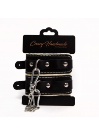 Черные скругленные наручники с мягкой бежевой подкладкой - Crazy Handmade - купить с доставкой в Жуковском