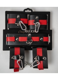 Черно-красный набор фиксаций: наручники, оковы и ошейник - Crazy Handmade - купить с доставкой в Жуковском