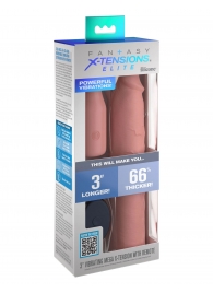 Телесная вибронасадка на член 3  Vibrating Mega X-tension with Remote - 22,9 см. - Pipedream - в Жуковском купить с доставкой