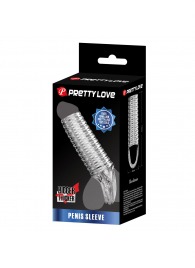 Прозрачная насадка на пенис с ребрышками и подхватом мошонки - Baile - в Жуковском купить с доставкой