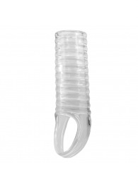 Прозрачная насадка на пенис с ребрышками и подхватом мошонки - Baile - в Жуковском купить с доставкой