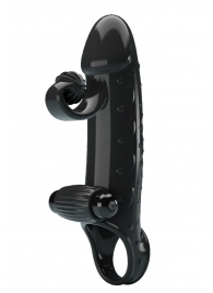 Черная вибронасадка на пенис с подхватом мошонки - 20 см. - Baile - в Жуковском купить с доставкой