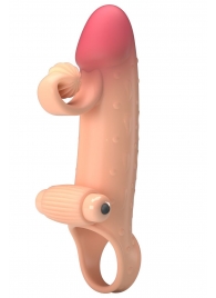 Телесная вибронасадка на пенис с подхватом мошонки - 20 см. - Baile - в Жуковском купить с доставкой