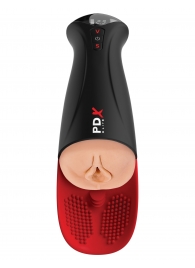 Телесный мастурбатор-вагина в черной колбе с вибрацией Fuck-O-Matic Pro XL - Pipedream - в Жуковском купить с доставкой