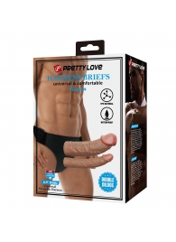 Темно-бежевый фаллопротез для двойного проникновения - 17,5 см. - Baile - купить с доставкой в Жуковском