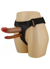 Темно-бежевый фаллопротез для двойного проникновения - 17,5 см. - Baile - купить с доставкой в Жуковском