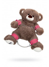 Бондажный набор: бурый мишка с розовыми оковами и наручниками - Pecado - купить с доставкой в Жуковском