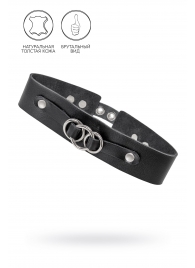 Черный чокер-ошейник со связанными кольцами на подложке - Pecado - купить с доставкой в Жуковском