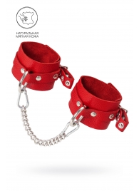 Красные мягкие кожаные оковы с люверсами - Pecado - купить с доставкой в Жуковском
