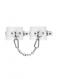 Белые мягкие кожаные наручники с люверсами - Pecado - купить с доставкой в Жуковском