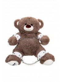 Бондажный набор: бурый мишка с белыми оковами и наручниками - Pecado - купить с доставкой в Жуковском