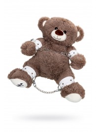 Бондажный набор: бурый мишка с белыми оковами и наручниками - Pecado - купить с доставкой в Жуковском