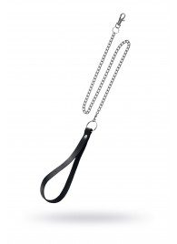 Поводок с ручкой из черной натуральной кожи и карабином для ошейника - Pecado - купить с доставкой в Жуковском