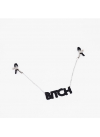 Зажимы на соски с кожаной подвеской Bitch - Crazy Handmade - купить с доставкой в Жуковском