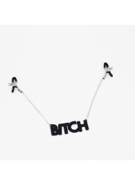 Зажимы на соски с кожаной подвеской Bitch - Crazy Handmade - купить с доставкой в Жуковском