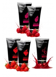 Набор из 5 съедобных лубрикантов JUJU (клубника х 2, малина х 2, вишня) - JuJu - купить с доставкой в Жуковском