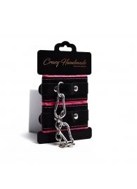 Черно-розовые скругленные наручники с мягкой подкладкой - Crazy Handmade - купить с доставкой в Жуковском