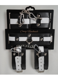 Набор фиксаторов из черной и белой натуральной кожи - Crazy Handmade - купить с доставкой в Жуковском