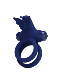 Синее эрекционное кольцо с вибростимуляцией клитора - Baile - в Жуковском купить с доставкой