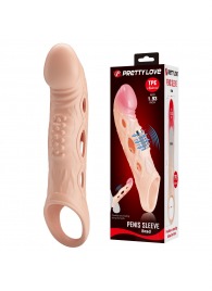 Телесная удлиняющая насадка с рельефом и вибрацией Brad - 21,3 см. - Baile - в Жуковском купить с доставкой