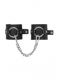 Черные наручники из толстой натуральной кожи с люверсами - Pecado - купить с доставкой в Жуковском