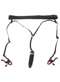 Женские вибростринги с зажимами для половых губ Spreader String with Vibrator - Orion - купить с доставкой в Жуковском