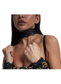 Черный ажурный чокер с золотистой фурнитурой - Crazy Handmade - купить с доставкой в Жуковском