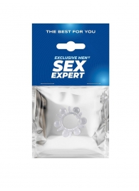 Прозрачное эрекционное кольцо с шариками и шипами - Sex Expert - в Жуковском купить с доставкой