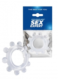 Прозрачное эрекционное кольцо со стимулирующими шариками - Sex Expert - в Жуковском купить с доставкой