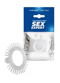 Эластичное эрекционное кольцо с шипиками и шариком - Sex Expert - в Жуковском купить с доставкой