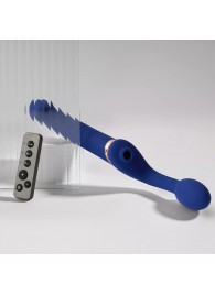 Синий безремневой страпон Multi Orgasm Bendable Strap-On size XL с клиторальной стимуляцией - Strap-on-me - купить с доставкой в Жуковском