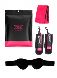 Черно-розовый эротический набор: маска, наручники и повязка - Erokay - купить с доставкой в Жуковском