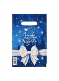 Сине-белый подарочный новогодний пакет с вырубной ручкой (20х30 см) - Сима-Ленд - купить с доставкой в Жуковском