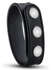 Черное эрекционное кольцо на кнопках - Blush Novelties - в Жуковском купить с доставкой