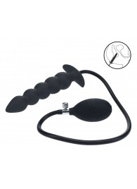 Черная анальная елочка с функцие расширения Beaded Inflatable Silicone Anal Plug - Shots Media BV