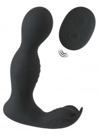 Черная анальная пробка с вибрацией, вращением и пультом ДУ RC Butt Plug with 2 Functions - Orion - в Жуковском купить с доставкой