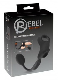 Черное виброкольцо с анальной пробкой Cock Ring with RC Butt Plug - Orion - в Жуковском купить с доставкой