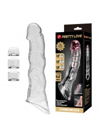 Прозрачный фаллоудлинитель с 3 вставками - 28 см. - Baile - в Жуковском купить с доставкой